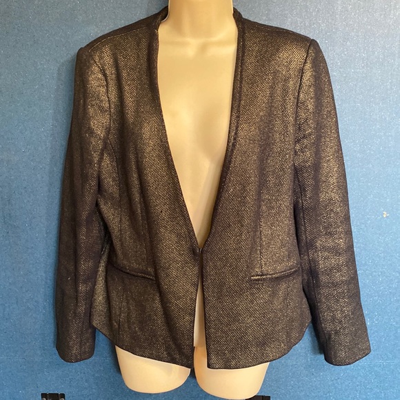 Cache black /gold fully lined single closure blazer sz 14 - Picture 1 of 6